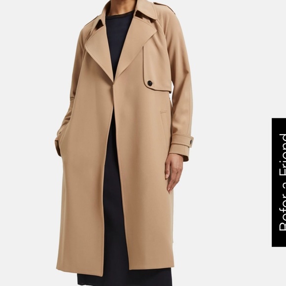 NWT soft white Theory belted “perfect raglan trench” coat - Picture 16 of 16